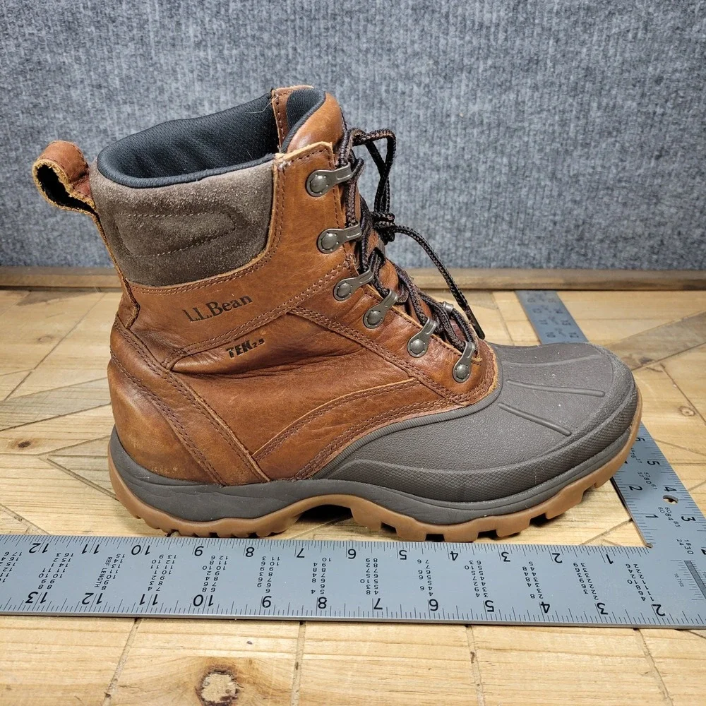L.L. Bean Storm Chaser 5 Mens 8.5 M Duck Boots Brown Leather Primaloft Tek 2.5